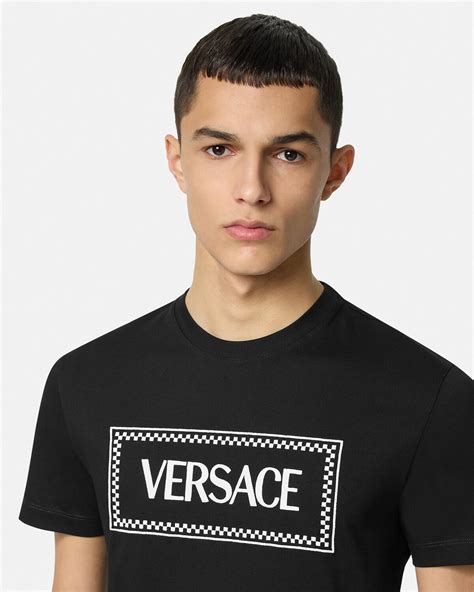 versace 90s vintage logo t shirt|vintage Versace gowns.